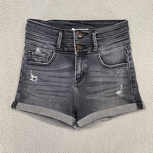 KanCan Pants - Kancan Denim Shorts Womens‎ 0/25 Kurvy Ultra High Rise Stretchy Distressed Curvy